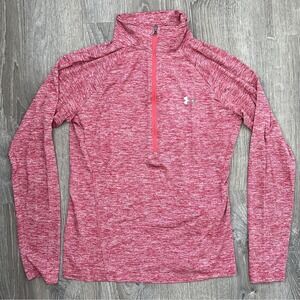 Under Armour Sweater Women's Medium Red Heatgear Quarter Zip Loose Sweater